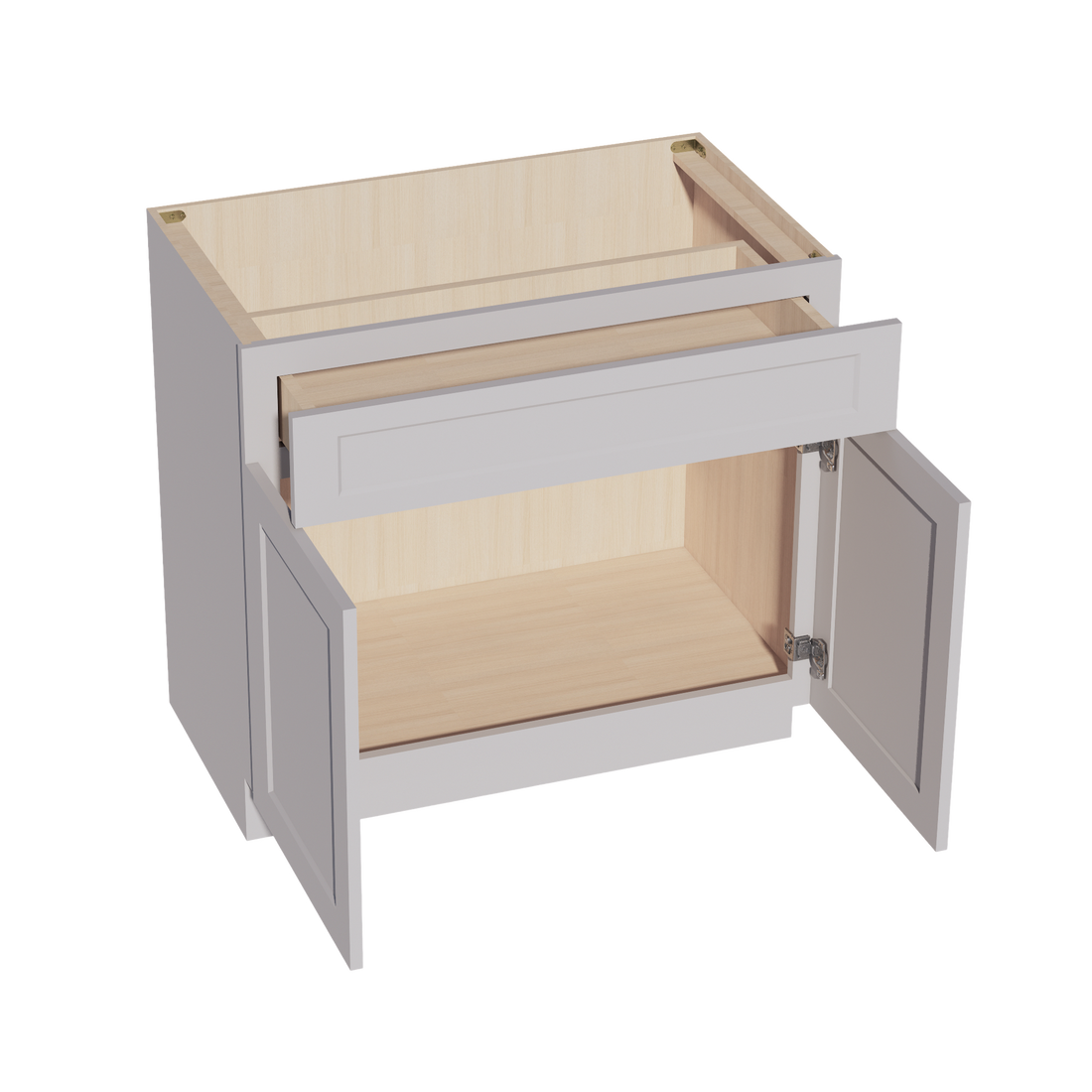 HA-VB3621: Ash Gray Shaker 36"W x 34-1/2"H x 21"D 2 Doors & 1 Drawer Double Door Vanity Base Cabinets