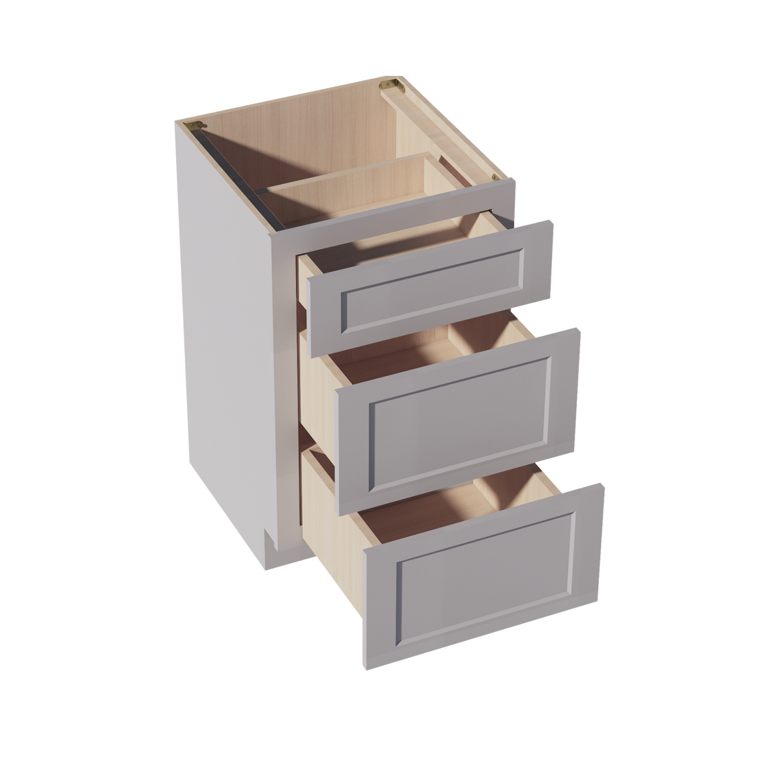 HA-VDB2121: Ash Gray Shaker 21"W x 34-1/2"H x 21"D  3 Drawers Vanity Base Cabinets