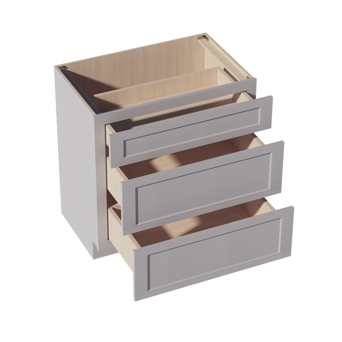 HA-VDB3321: Ash Gray Shaker 33"W x 34-1/2"H x 21"D  3 Drawers Vanity Base Cabinets