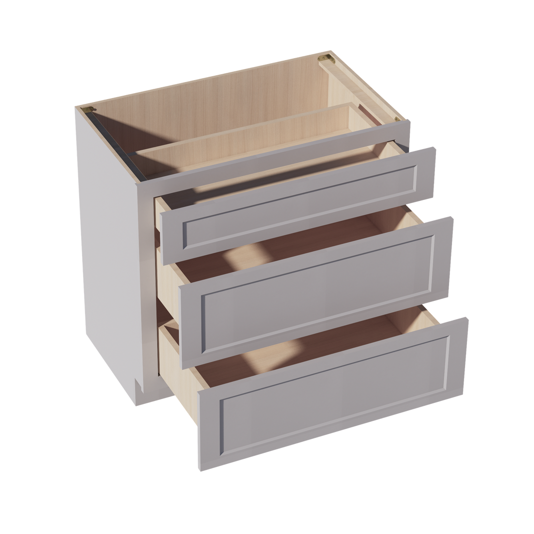 HA-VDB3621: Ash Gray Shaker 36"W x 34-1/2"H x 21"D  3 Drawers Vanity Base Cabinets