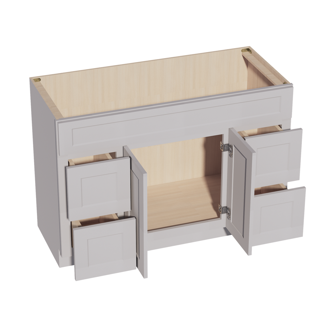 HA-VSD4821: Ash Gray Shaker 48"W x 34-1/2"H x 21"D 2 Doors, 4 Drawers & 1 False Drawer Centered Vanity Sink Base Cabinets
