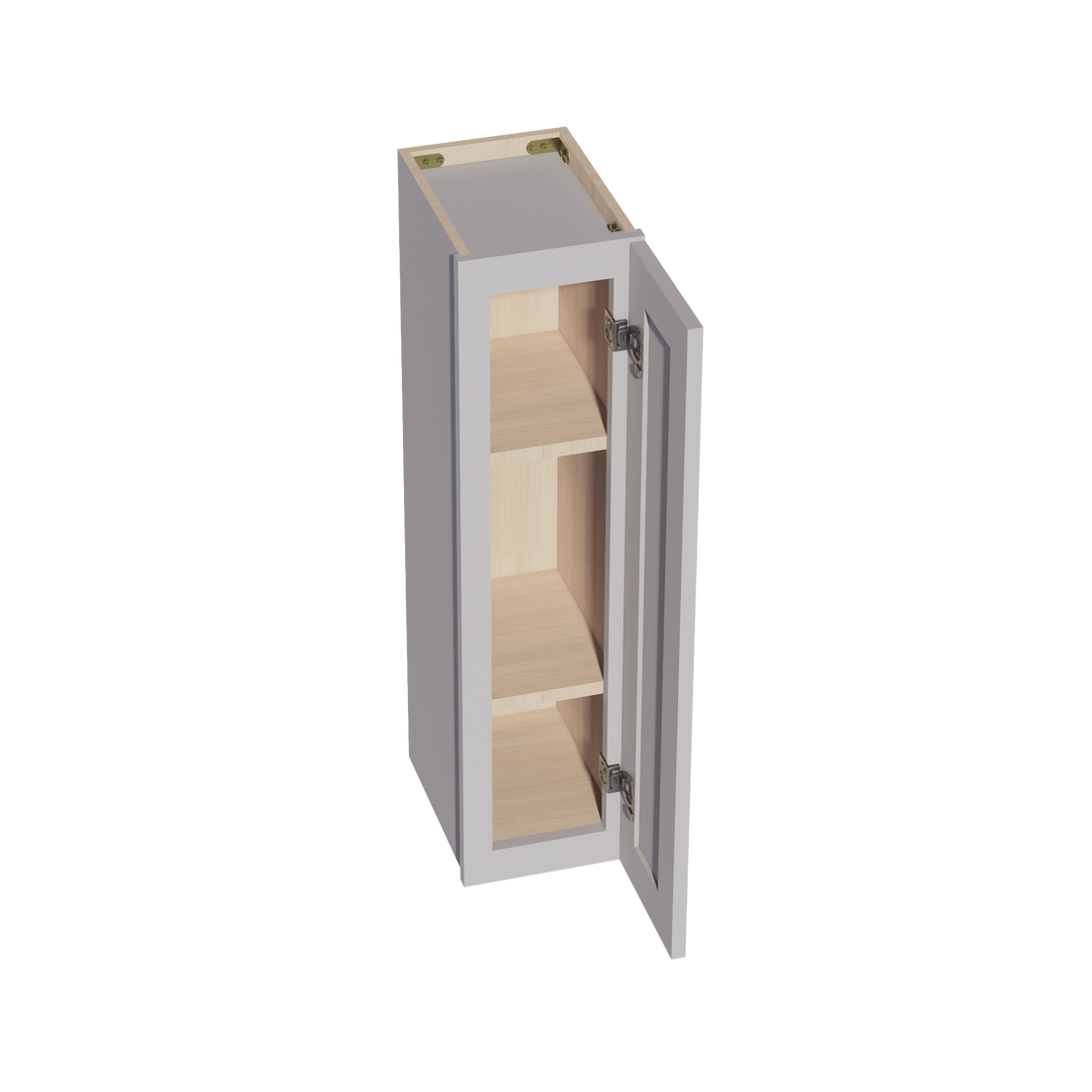 HA-W0936: Ash Gray Shaker 09"W x 36"H 1 Door & 2 Shelves Standard Wall Cabinet