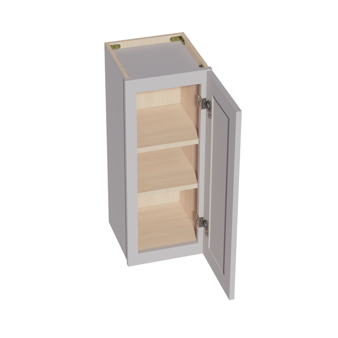 HA-W1230:: Ash Gray Shaker 12"W x 30"H 1 Door & 2 Shelves Standard Wall Cabinet