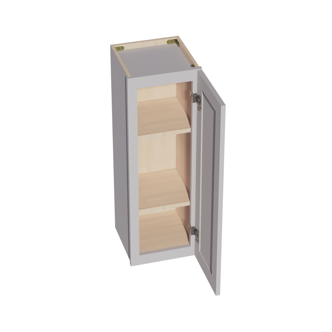 HA-W1236: Ash Gray Shaker 12"W x 36"H 1 Door & 2 Shelves Standard Wall Cabinet