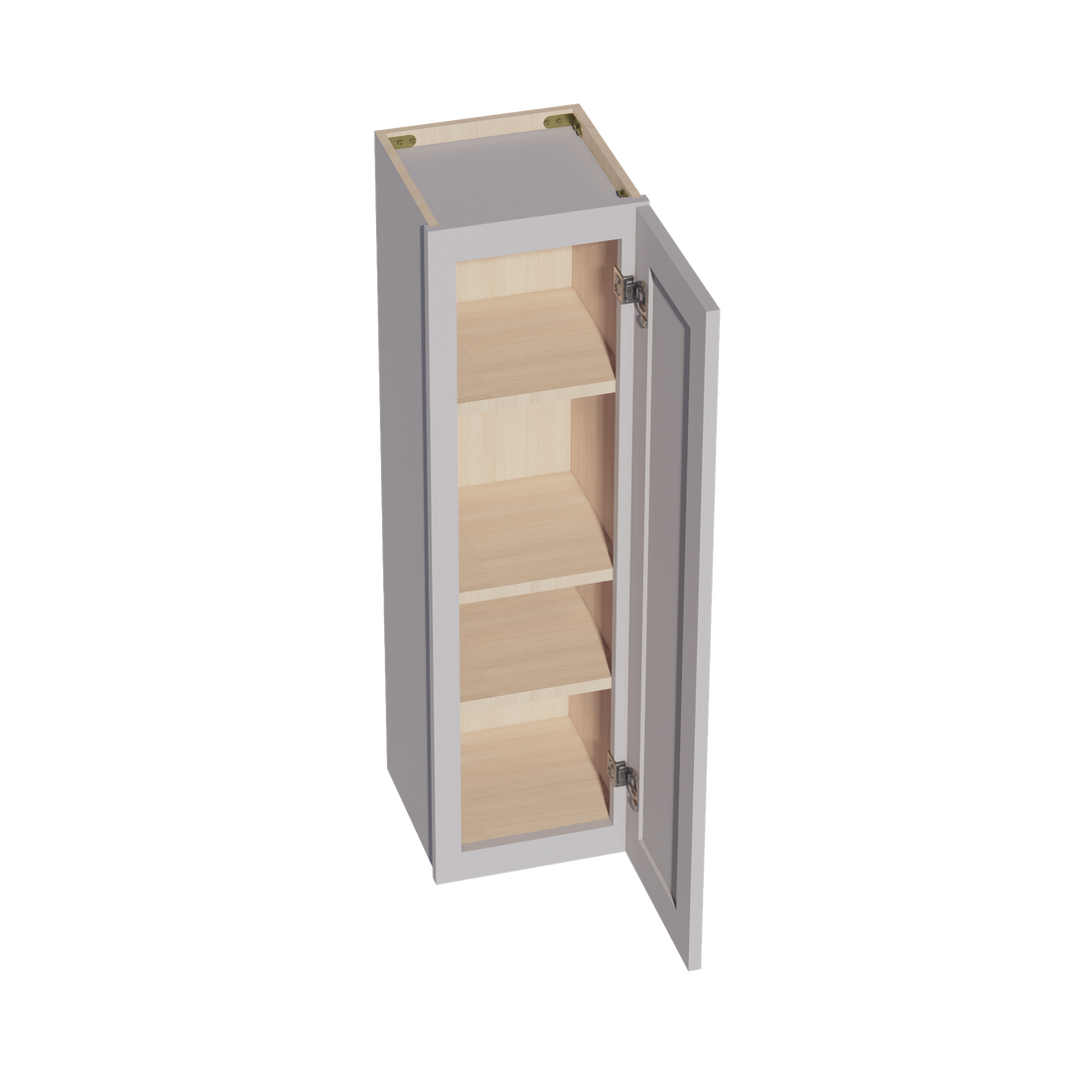 HA-W1242: Ash Gray Shaker 12"W x 42"H 1 Door & 3 Shelves Standard Wall Cabinet