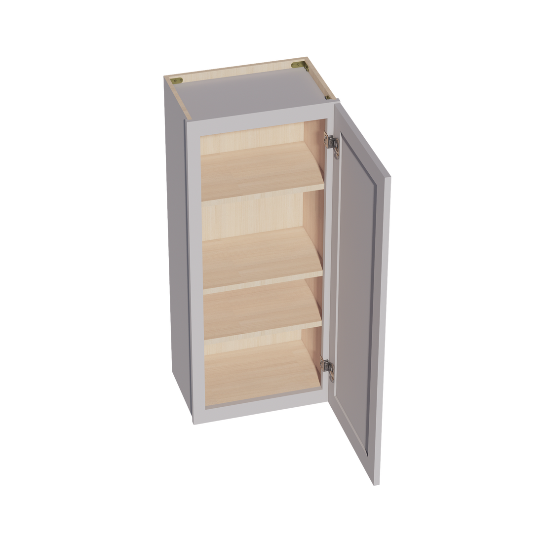 HA-W1842: Ash Gray Shaker 18"W x 42"H 1 Door & 3 Shelves Standard Wall Cabinet