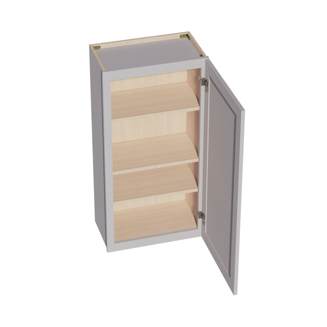 HA-W2142: Ash Gray Shaker 21"W x 42"H 1 Door & 3 Shelves Standard Wall Cabinet