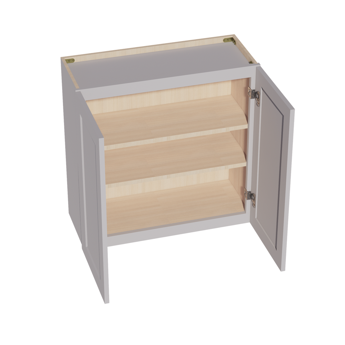 HA-W3030: Ash Gray Shaker 30"W x 30"H 2 Doors & 2 Shelves Standard Wall Cabinet