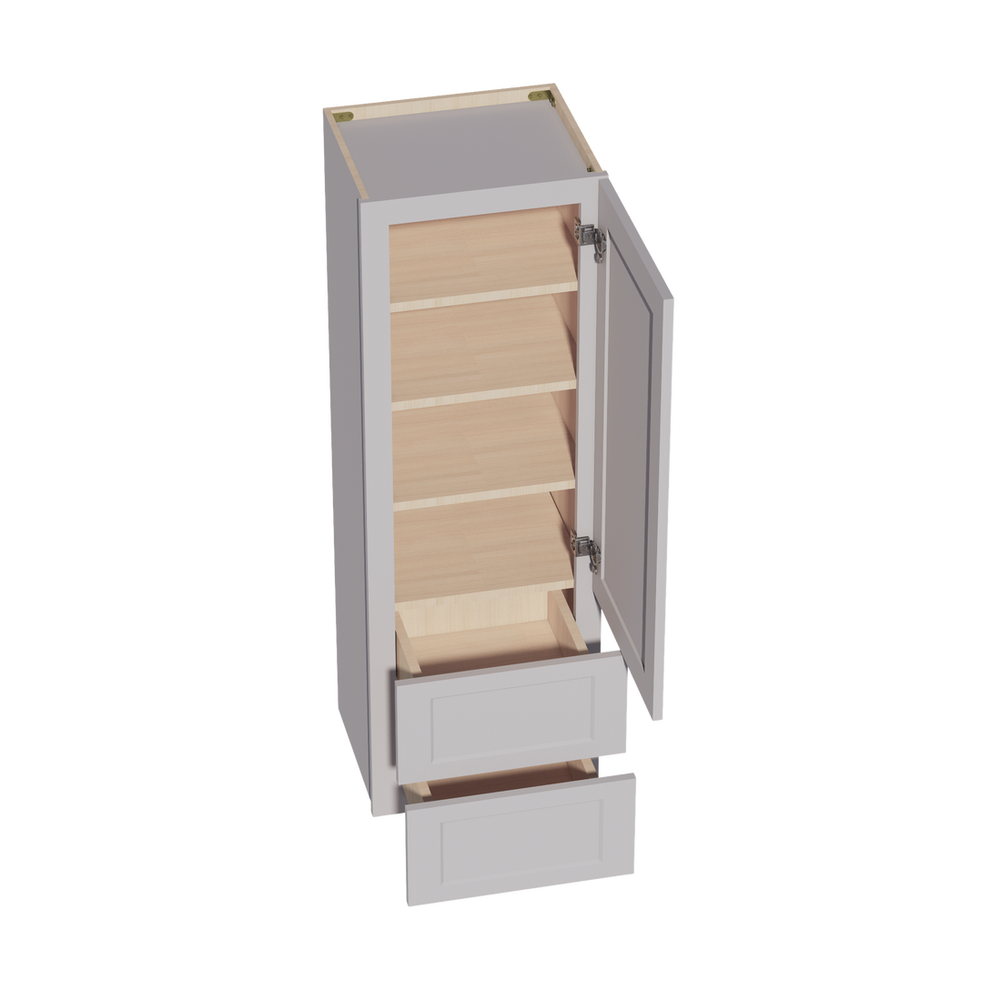 HA-WD1854: Ash Gray Shaker 18"W x 54"H 1 Door & 2 Drawers Special Wall Cabinet