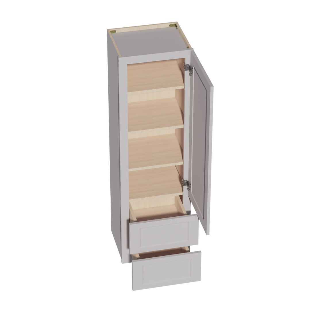 HA-WD1860: Ash Gray Shaker 18"W x 60"H 1 Door & 2 Drawers Special Wall Cabinet