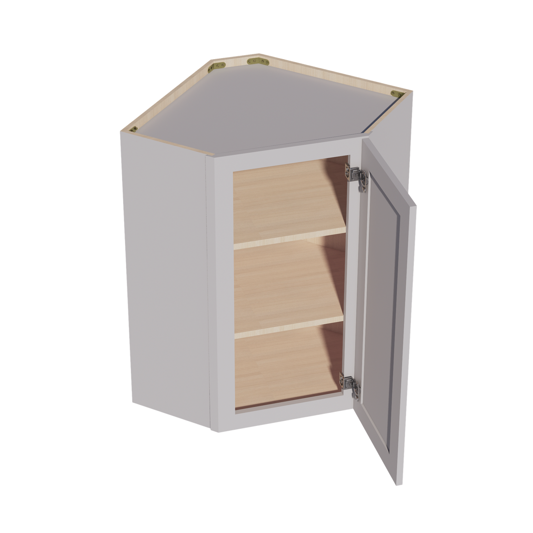 HA-WDC2436: Ash Gray Shaker 24"W x 36"H 1 Door & 2 Shelves Diagonal Wall Corner Cabinet