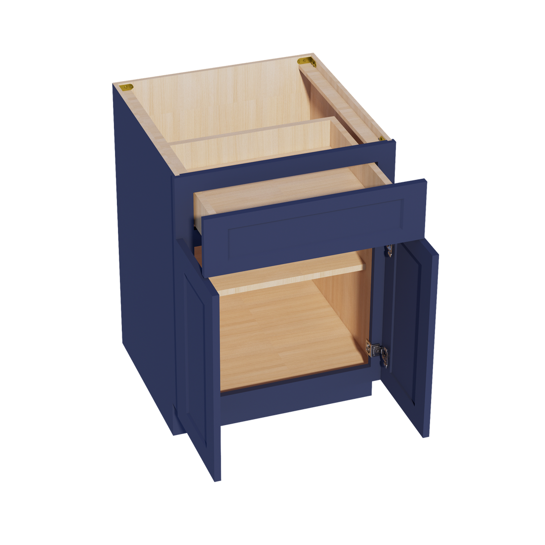 HB-B24: Indigo Blue Shaker 24"  1 Drawer 2 Doors Standard Base Cabinet