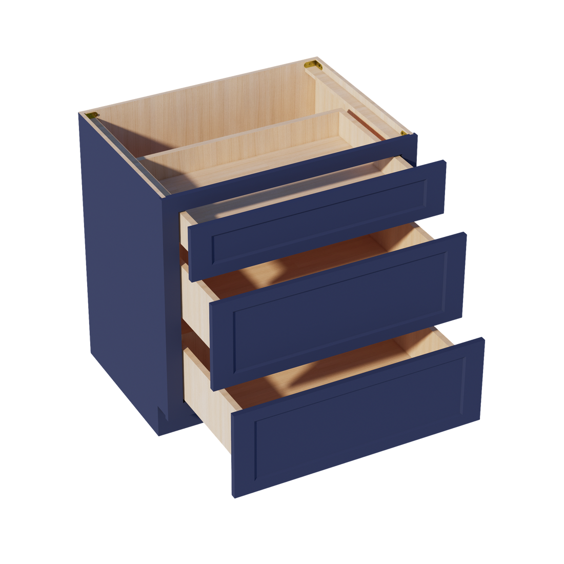 HB-DB33: Indigo Blue Shaker 33" 3 Drawers Base Cabinet
