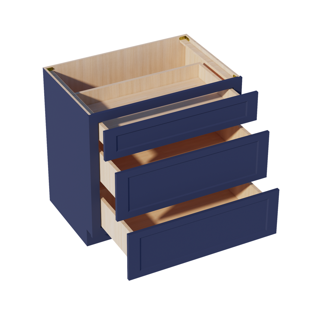 HB-DB36: Indigo Blue Shaker 36" 3 Drawers Base Cabinet