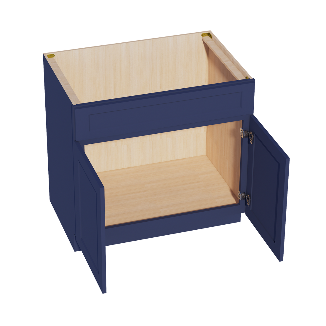 HB-SB36: Indigo Blue Shaker 36" 2 Doors 1 False Drawer Sink Base Cabinet