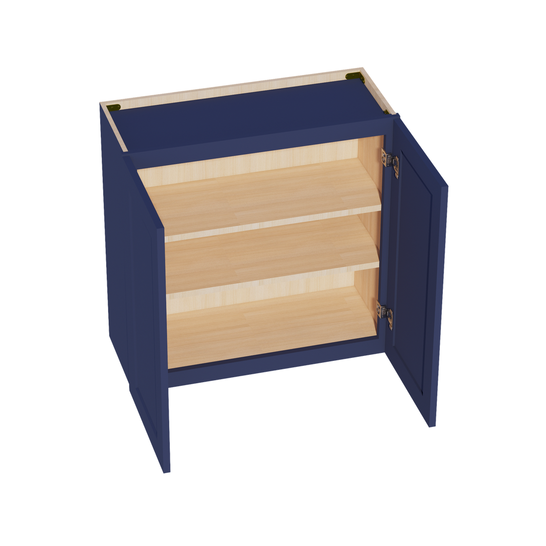 HB-W3030: Indigo Blue Shaker 30"W x 30"H 2 Doors & 2 Shelves Standard Wall Cabinet