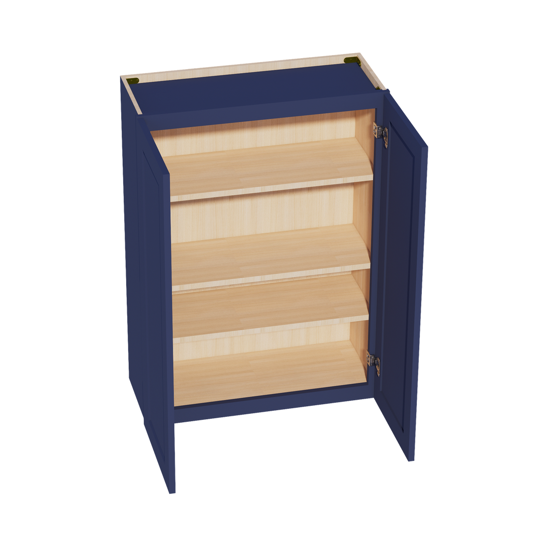 HB-W3042: Indigo Blue Shaker 30"W x 42"H 2 Doors & 3 Shelves Standard Wall Cabinet