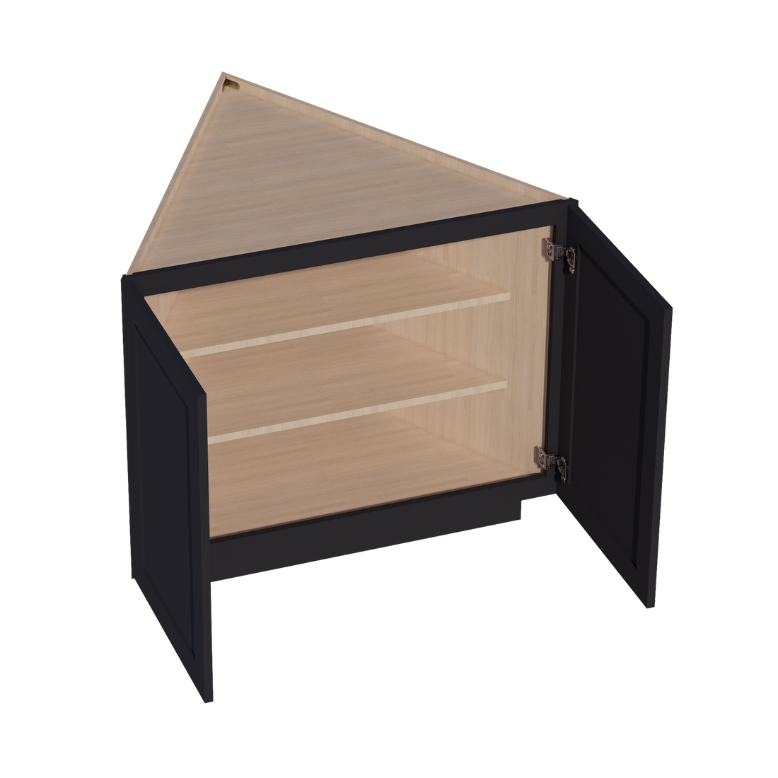 HE-BEC24: Ebony Black Shaker 24" 2 Full Height Door Angled End Base Cabinets