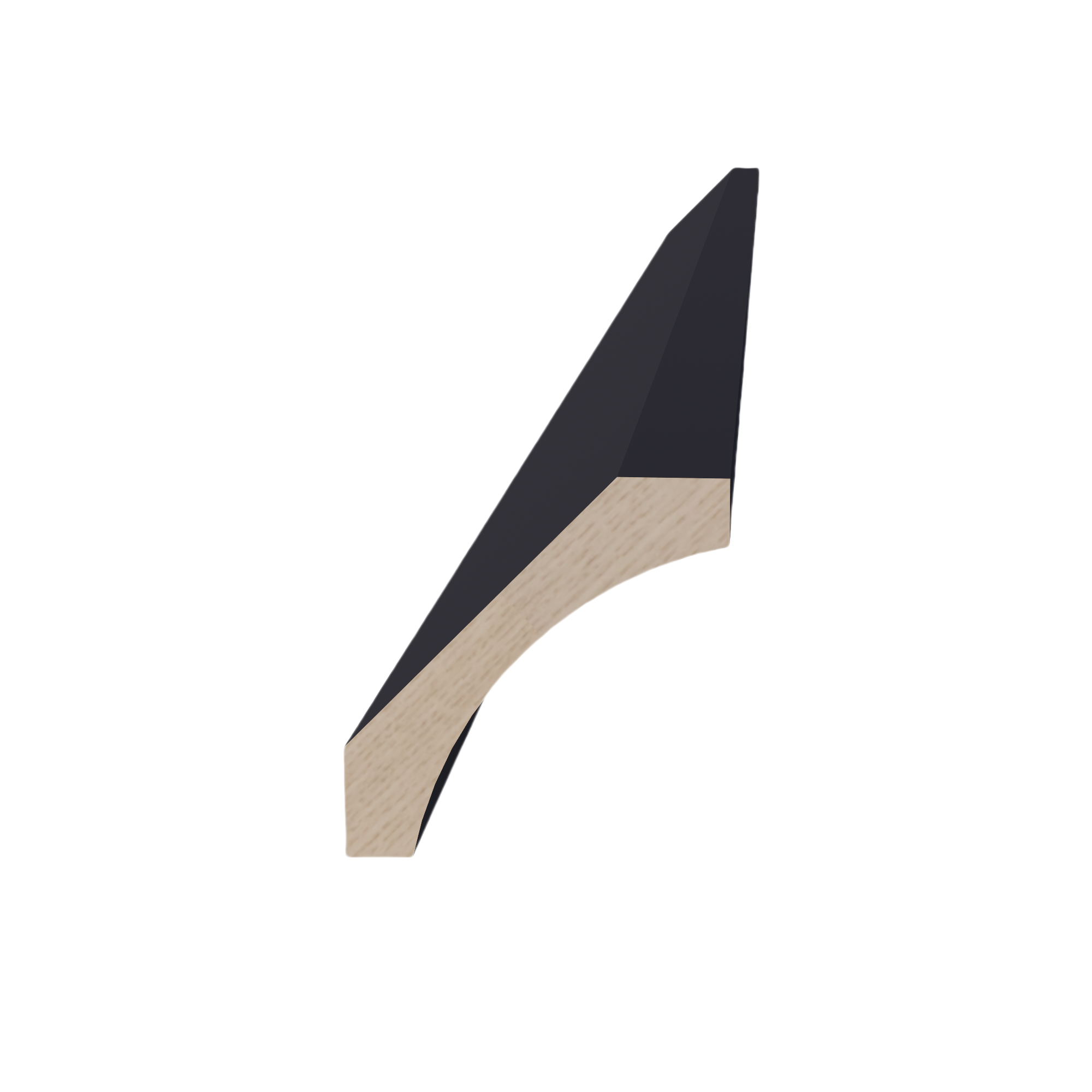 HE-CM4: Ebony Black Shaker 96"W x 2-1/2"H x 2-1/2"D Crown Molding