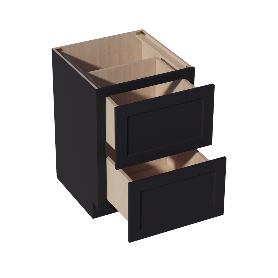 HE-DB24-2: Ebony Black Shaker 24" 2 Drawers Base Cabinet