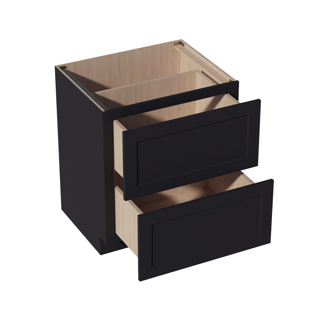 HE-DB30-2: Ebony Black Shaker 30" 2 Drawers Base Cabinet