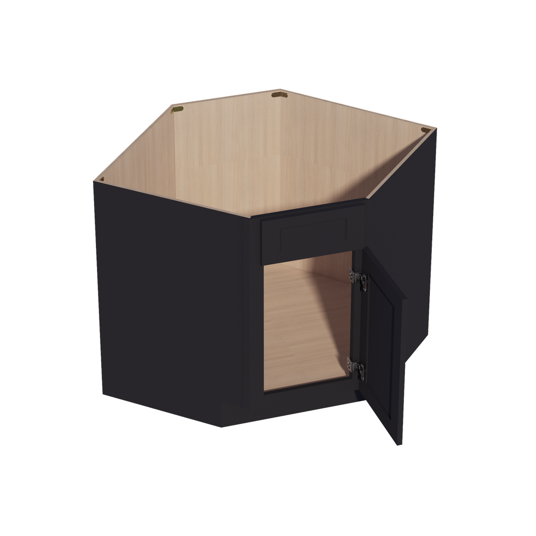 HE-DSB36: Ebony Black Shaker 39" 1 Door 1 False Drawer Corner Sink Base Cabinets