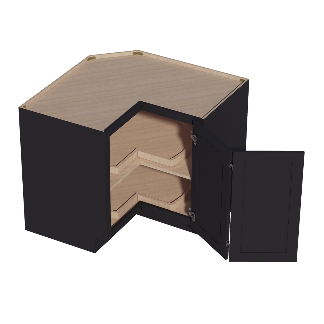 HE-LSB36: Ebony Black Shaker 36" 2 Doors Lazy Susan Corner Base Cabinet