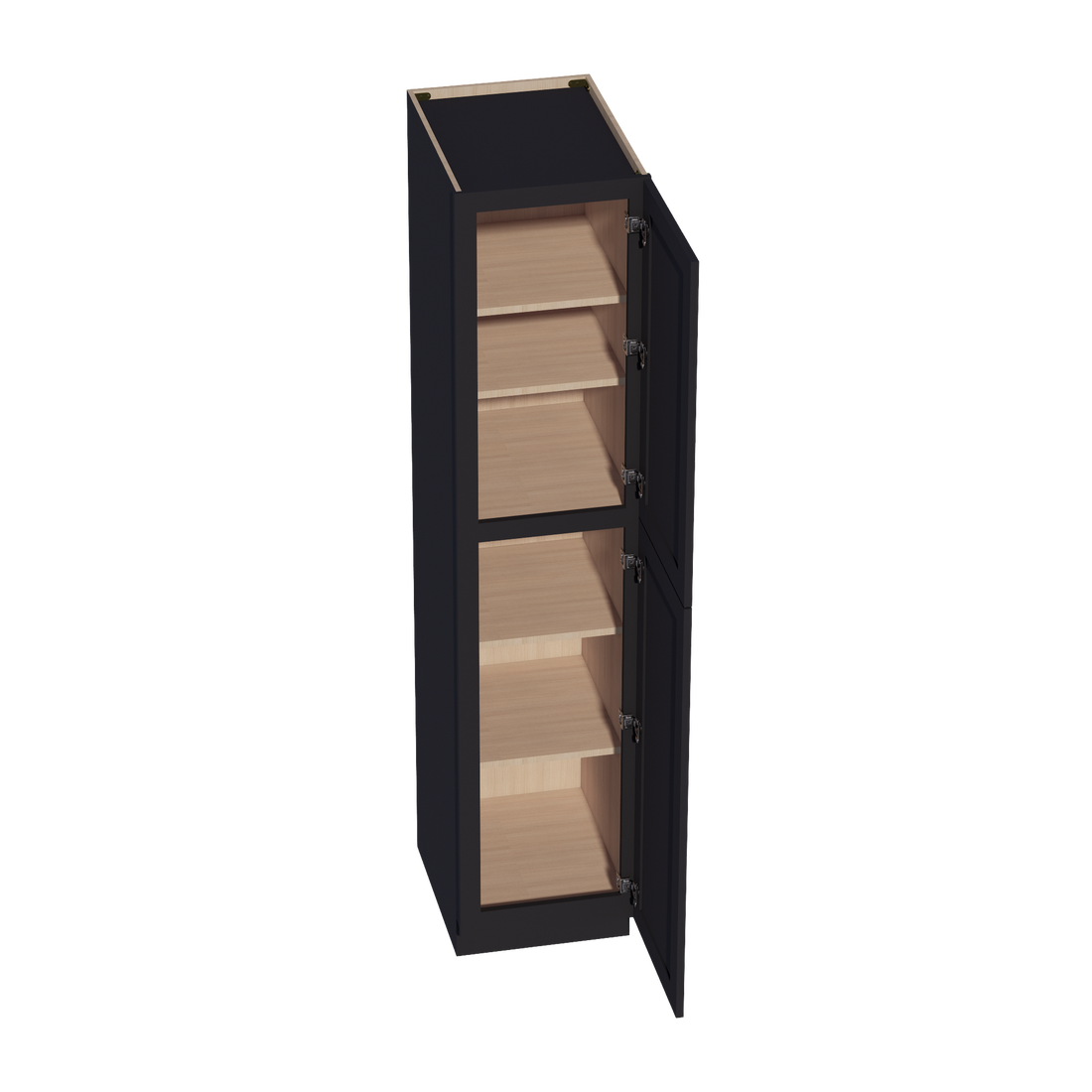 HE-TP1884: Ebony Black Shaker 18"W x 84"H x 24"D 2 Doors & 5 Shelves Tall Shelf Pantry Cabinets
