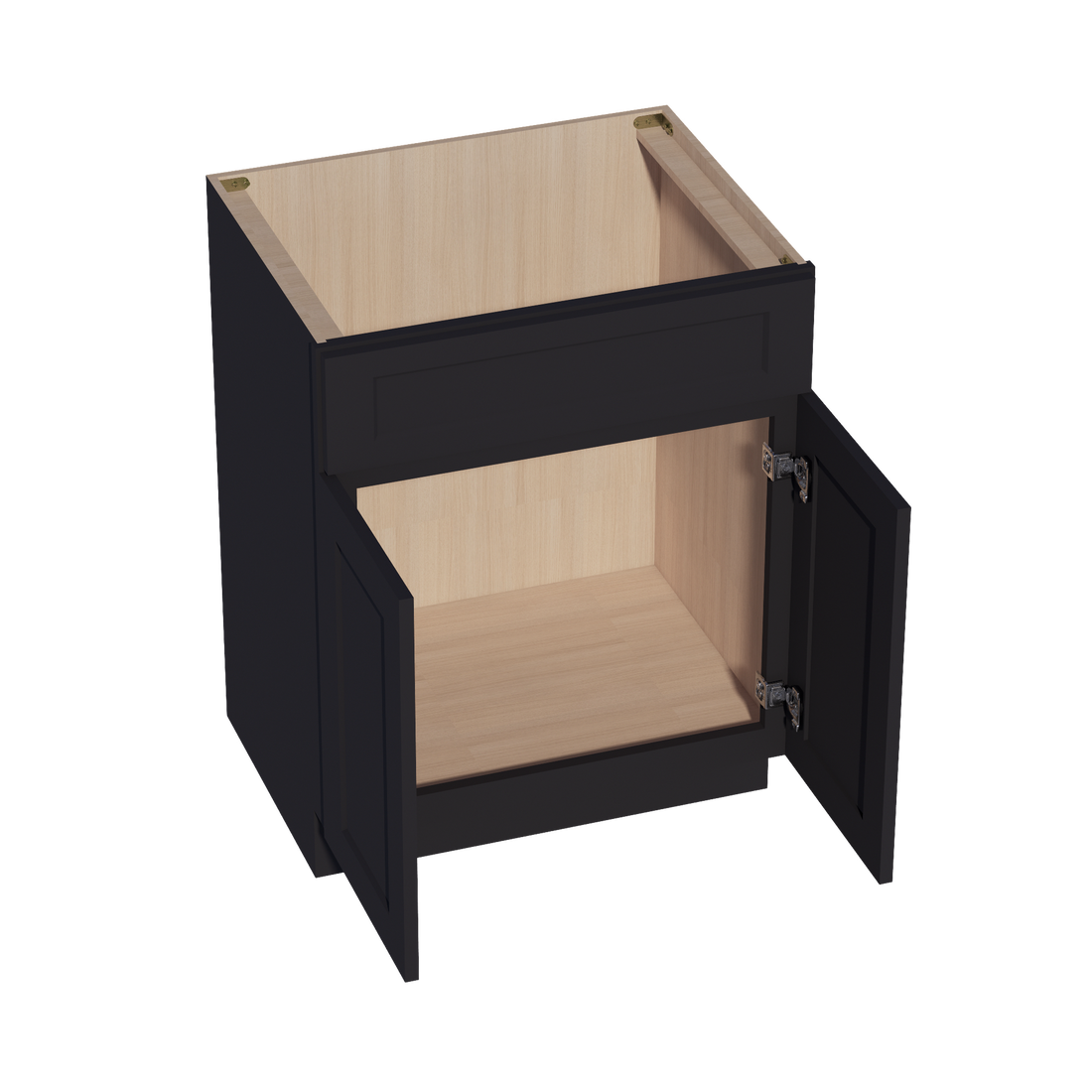 HE-VSB2721: Ebony Black Shaker 27"W x 34-1/2"H x 21"D 2 Doors & 1 False Drawer Vanity Sink Base Cabinets
