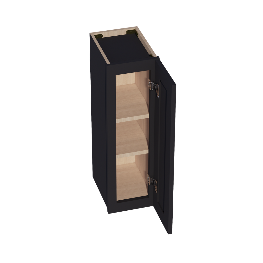 HE-W0930: Ebony Black Shaker 09"W x 30"H 1 Door & 2 Shelves Standard Wall Cabinet