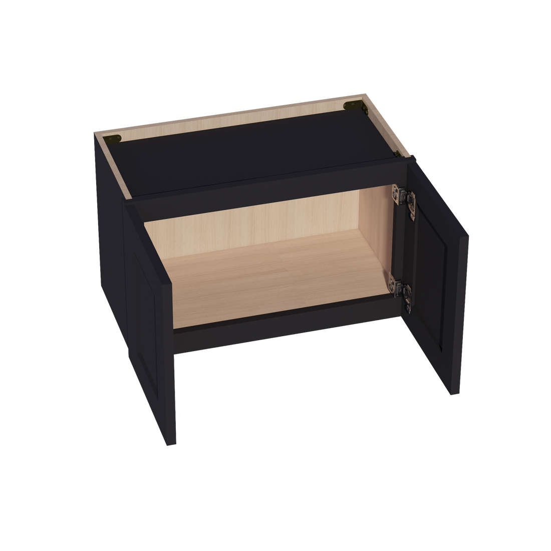 HE-W2415: Ebony Black Shaker 24"W x 15"H 2 Doors Standard Wall Bridge Cabinet