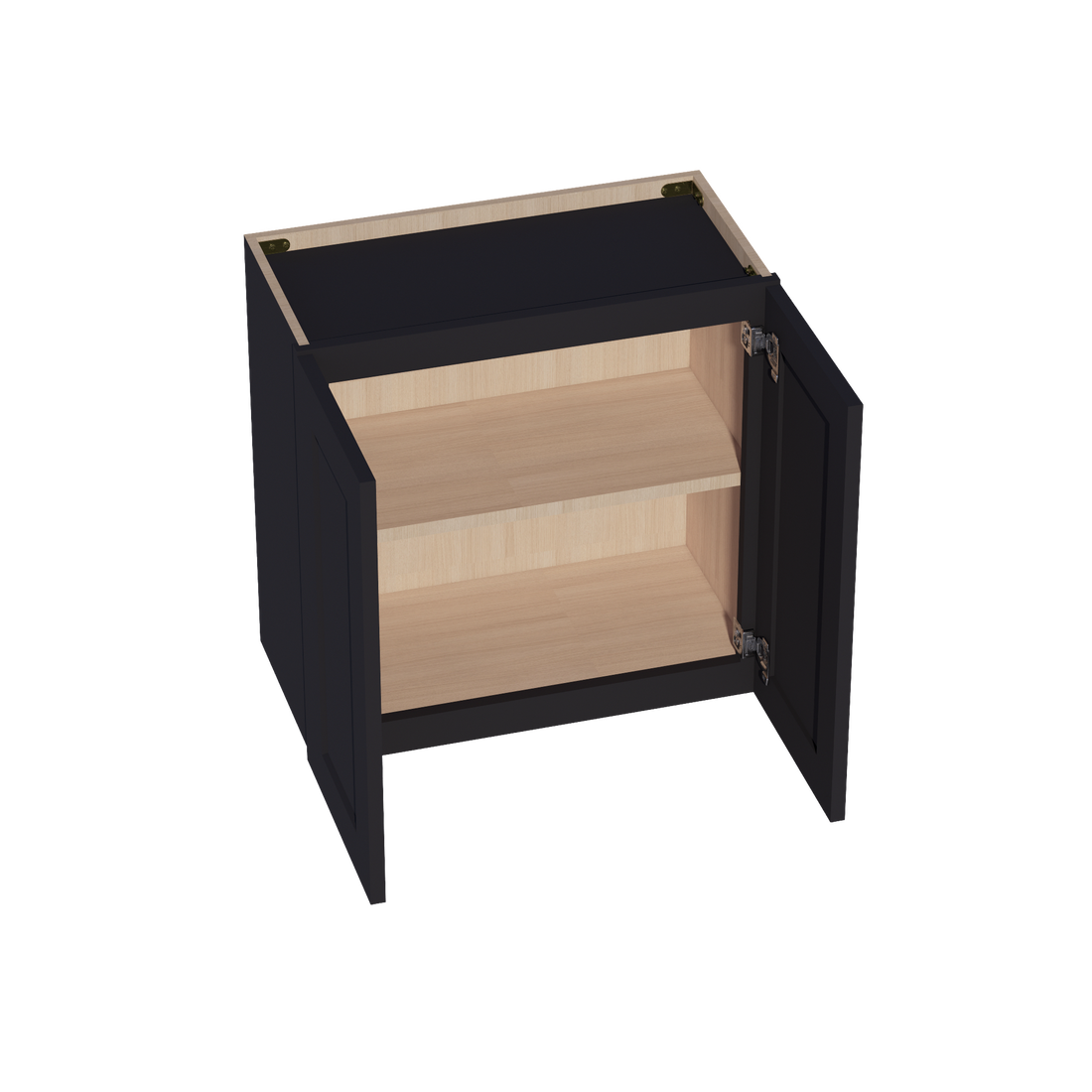 HE-W2424: Ebony Black Shaker 24"W x 24"H 2 Doors Standard Wall Bridge Cabinet