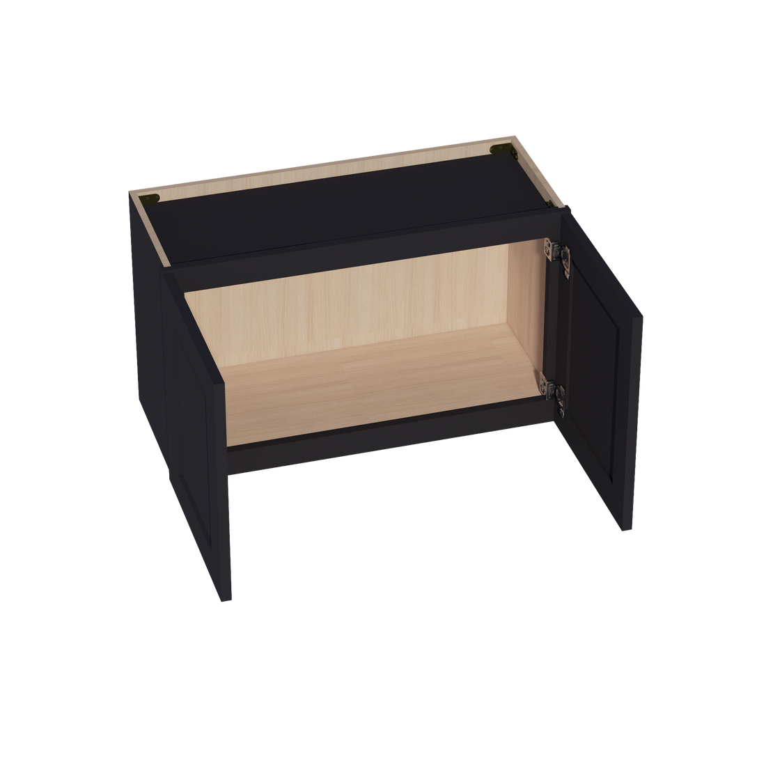 HE-W3018: Ebony Black Shaker 30"W x 18"H 2 Doors Standard Wall Bridge Cabinet