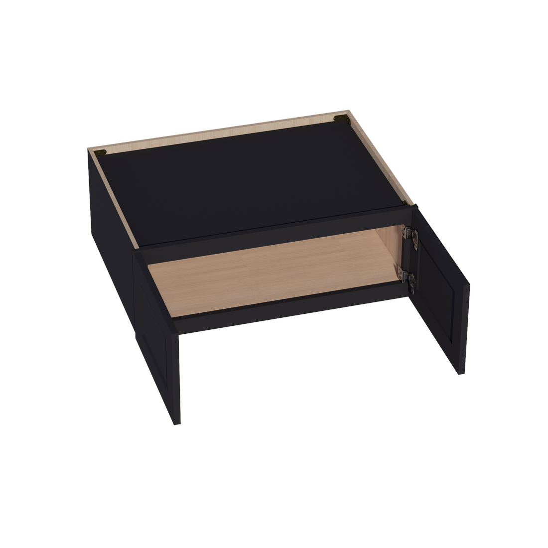 HE-W331224: Ebony Black Shaker 33"W x 12"H x 24"D 2 Doors Standard Bridge Wall Cabinet