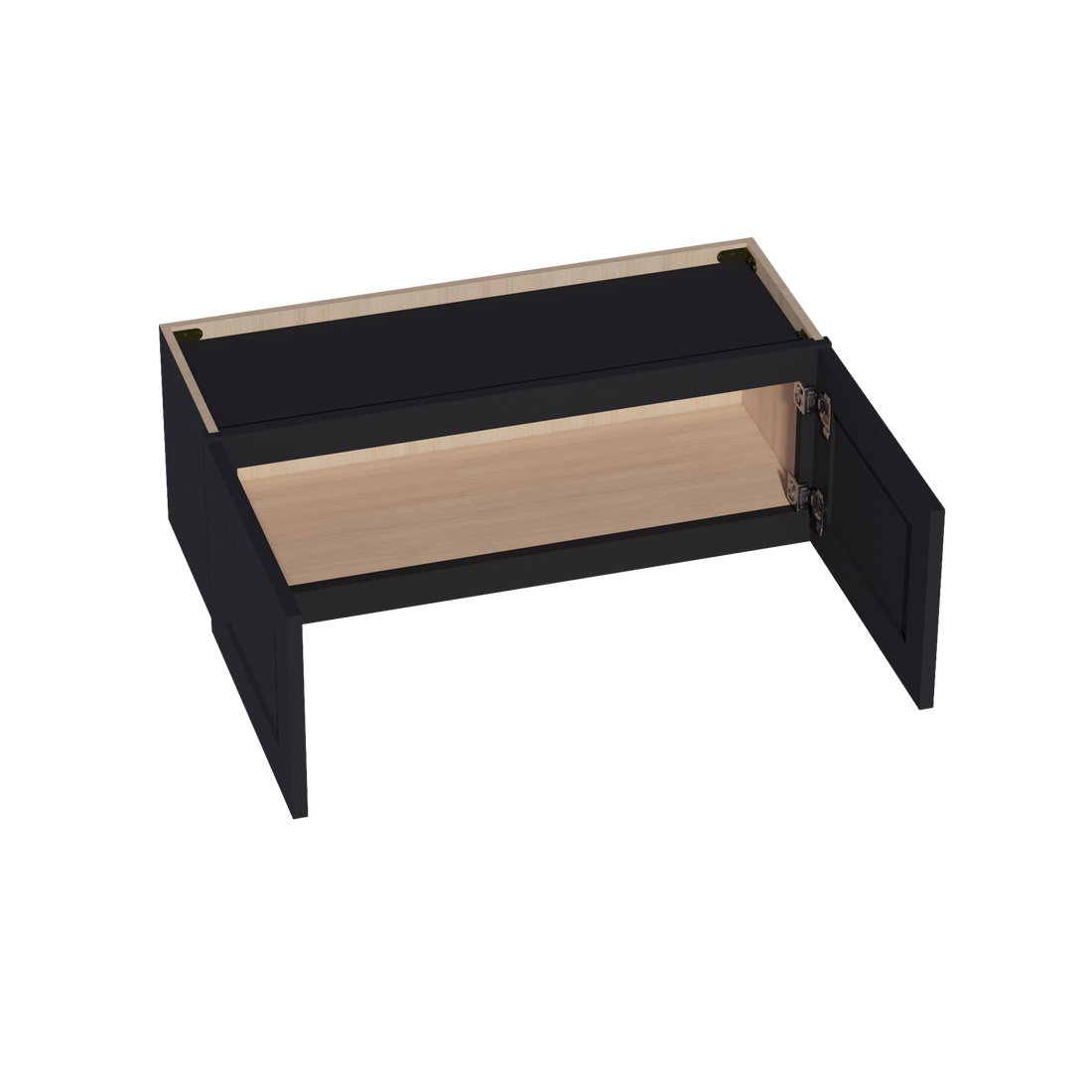 HE-W3312: Ebony Black Shaker 33"W x 12"H 2 Doors Standard Wall Bridge Cabinet