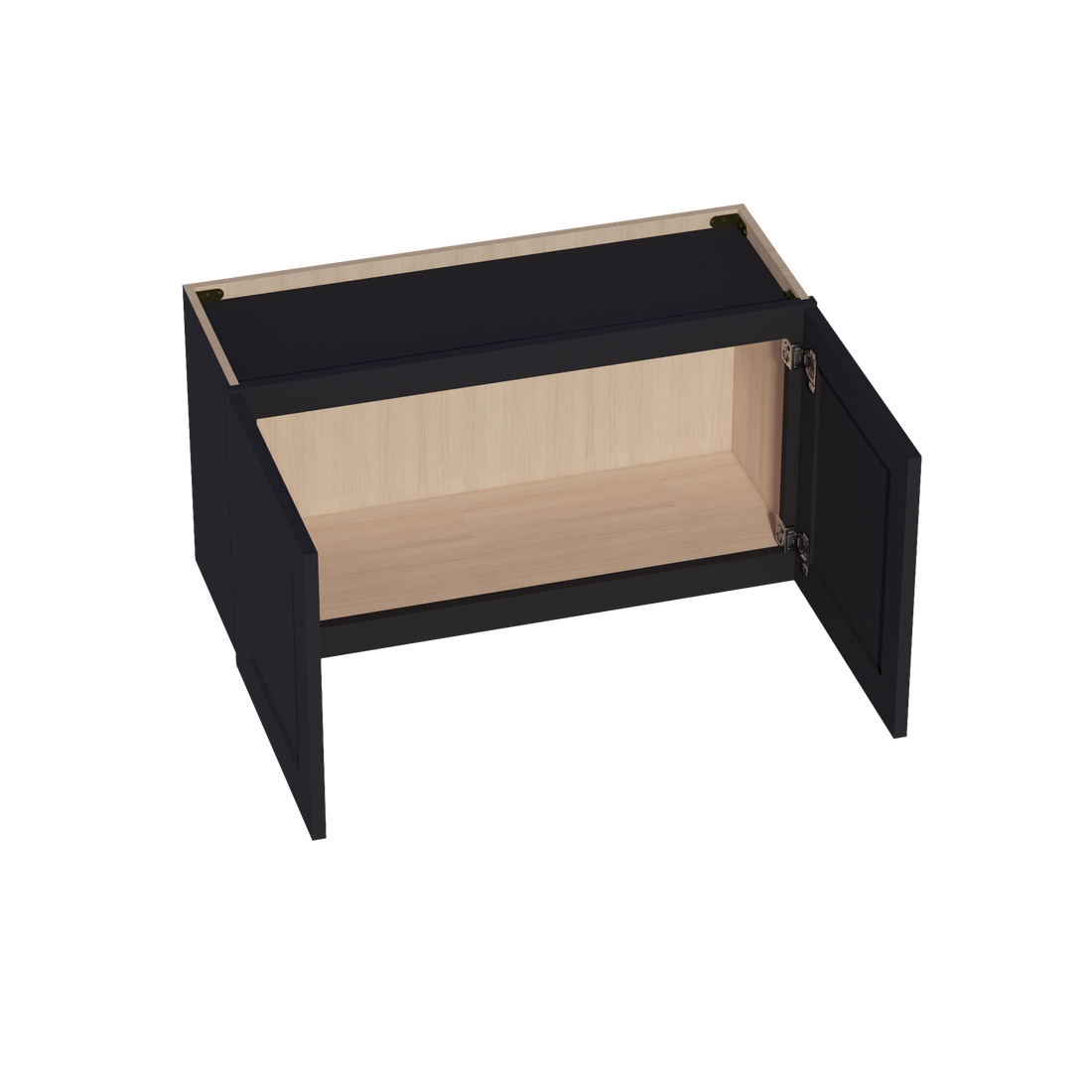 HE-W3318: Ebony Black Shaker 33"W x 18"H 2 Doors Standard Wall Bridge Cabinet