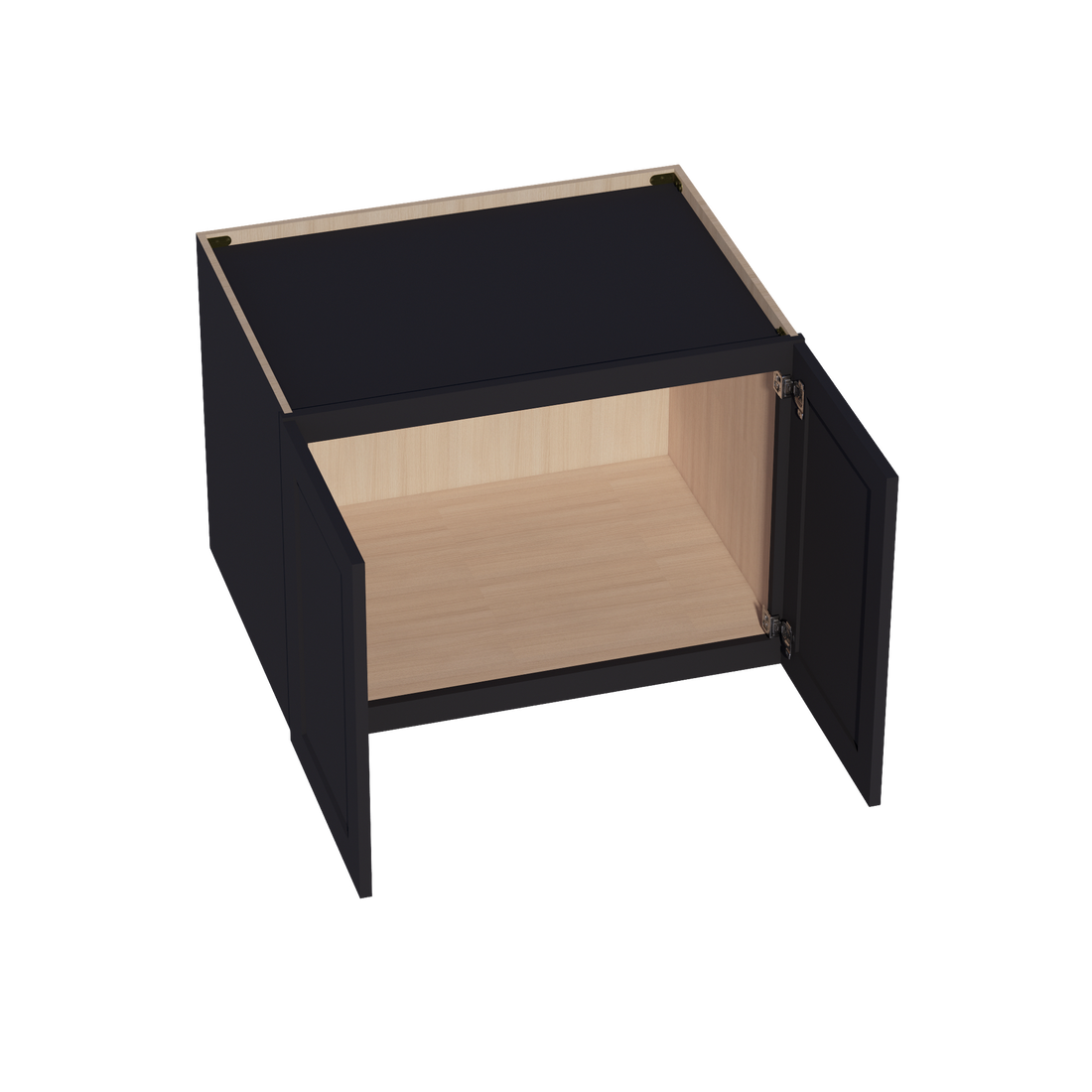 HE-W332424: Ebony Black Shaker 33"W x 24"H x 24"D 2 Doors & 1 Shelf Standard Bridge Wall Cabinet