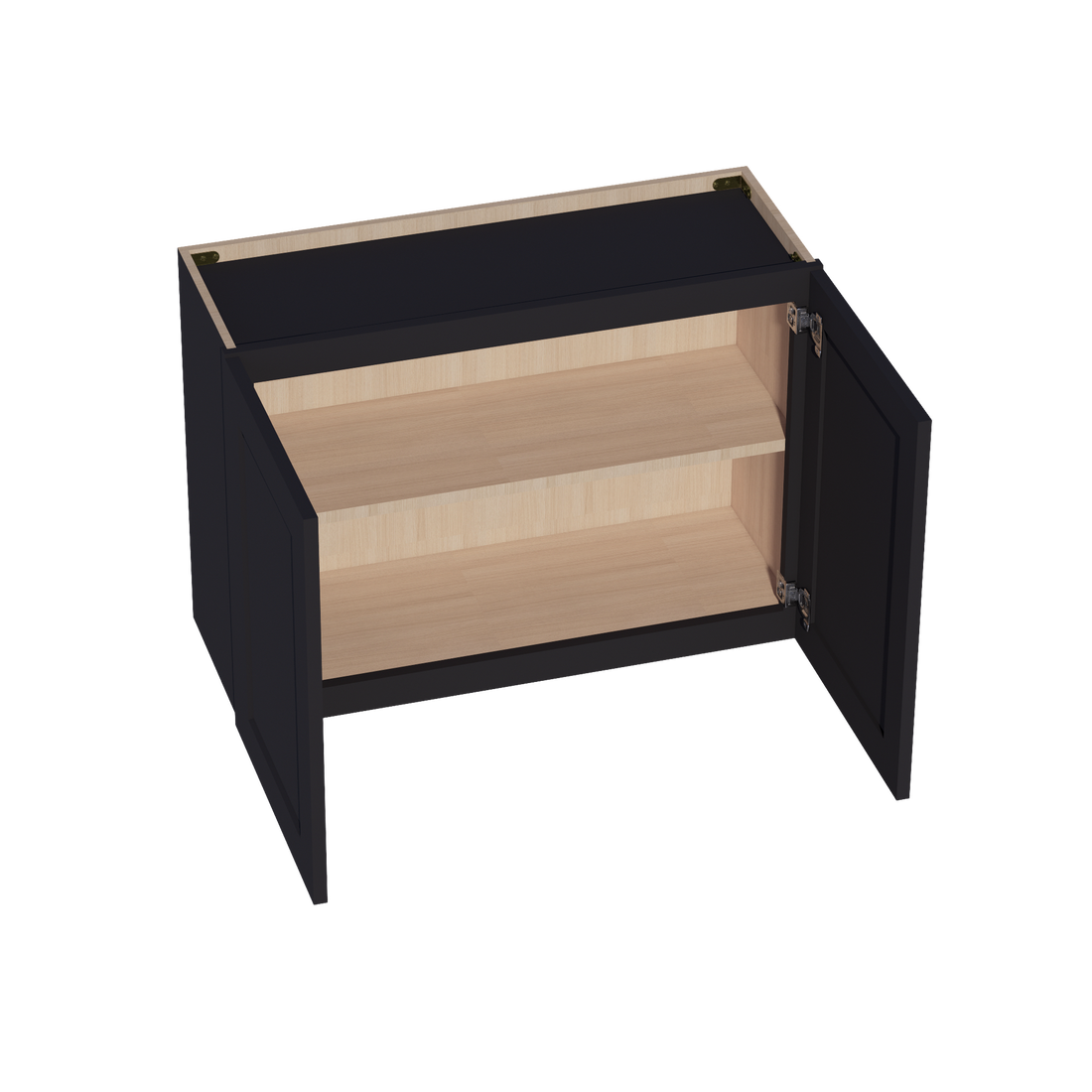 HE-W3324: Ebony Black Shaker 33"W x 24"H 2 Doors Standard Wall Bridge Cabinet