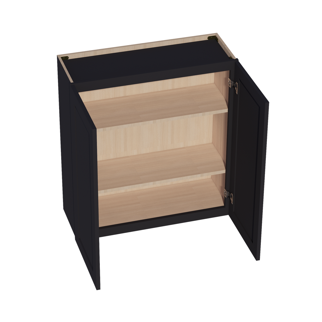 HE-W3336: Ebony Black Shaker 33"W x 36"H 2 Doors & 2 Shelves Standard Wall Cabinet