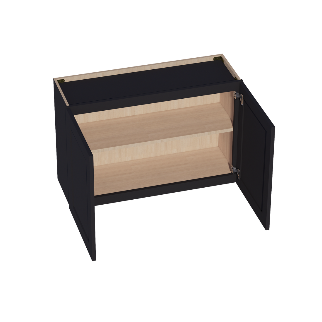 HE-W3624: Ebony Black Shaker 36"W x 24"H 2 Doors Standard Wall Bridge Cabinet