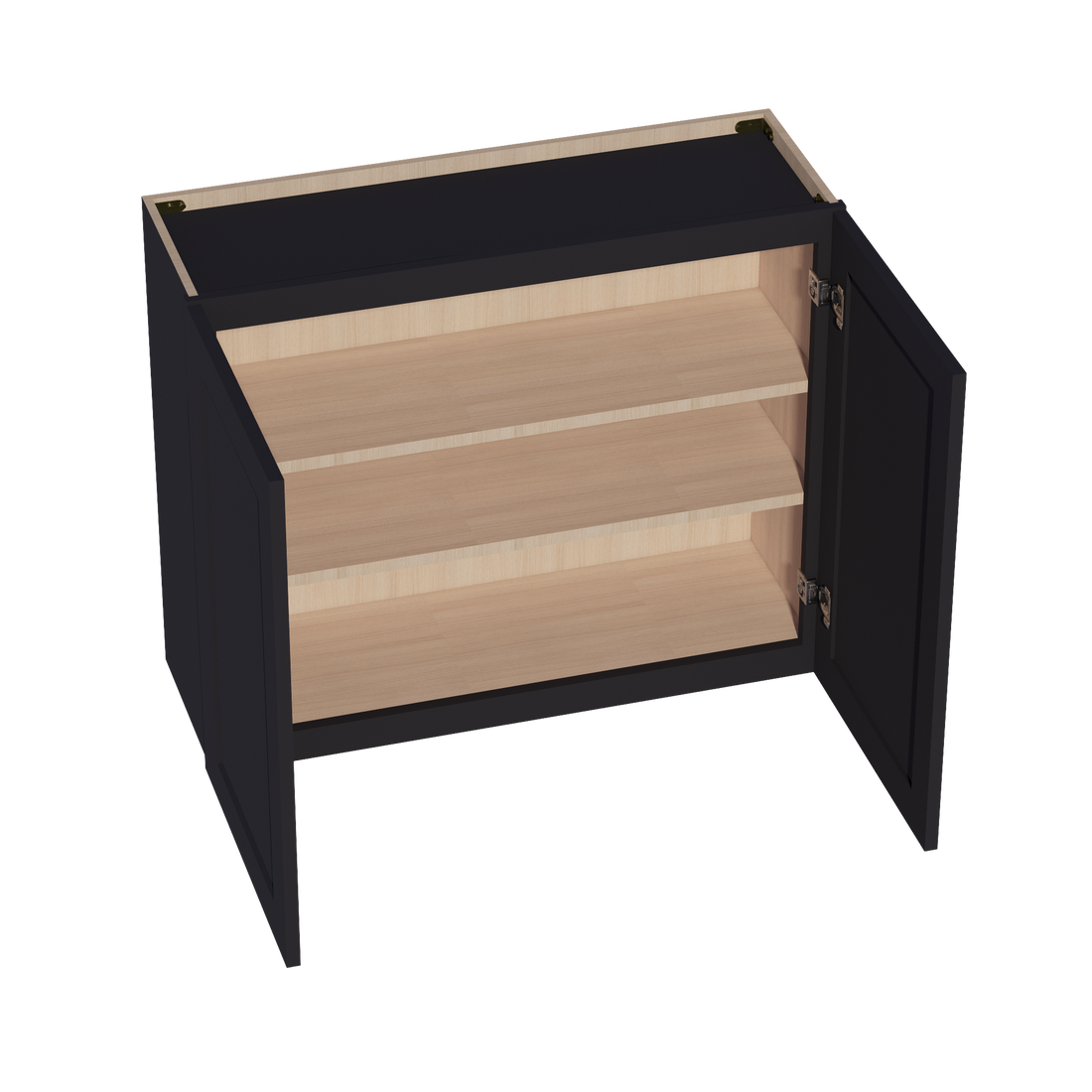 HE-W3630: Ebony Black Shaker 36"W x 30"H 2 Doors & 2 Shelves Standard Wall Cabinet