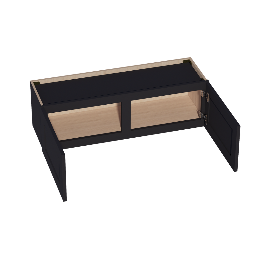 HE-W3912: Ebony Black Shaker 39"W x 12"H 2 Doors Standard Wall Bridge Cabinet