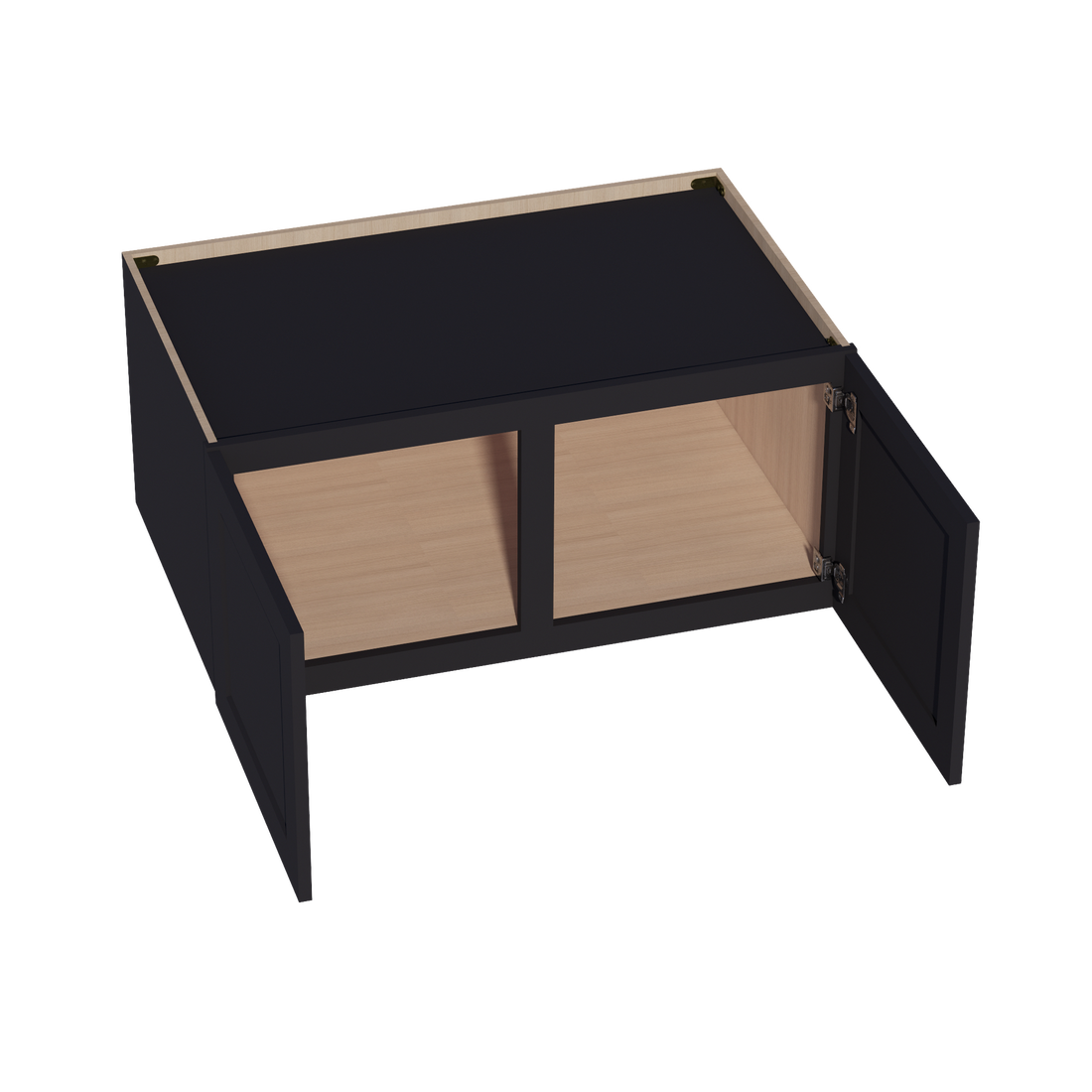 HE-W391824: Ebony Black Shaker 39"W x 18"H x 24"D 2 Doors Standard Bridge Wall Cabinet