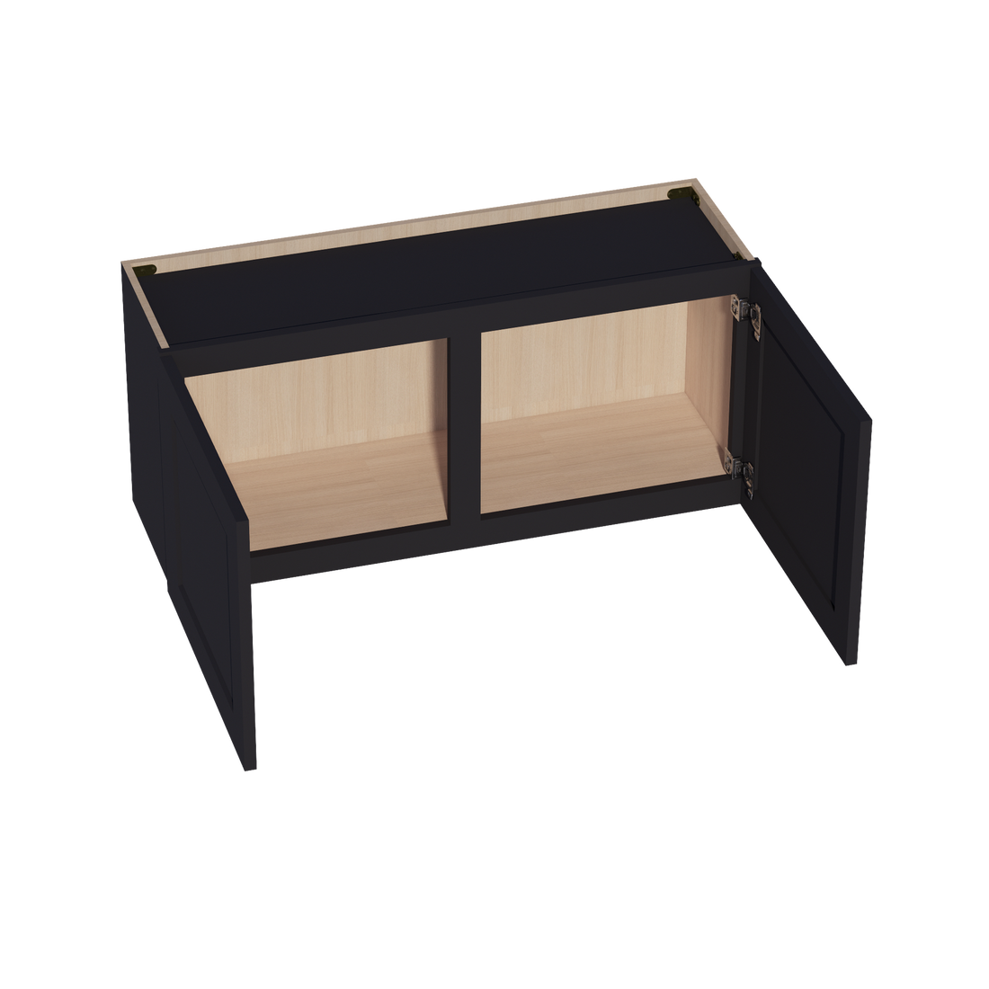 HE-W3918: Ebony Black Shaker 39"W x 18"H 2 Doors Standard Wall Bridge Cabinet