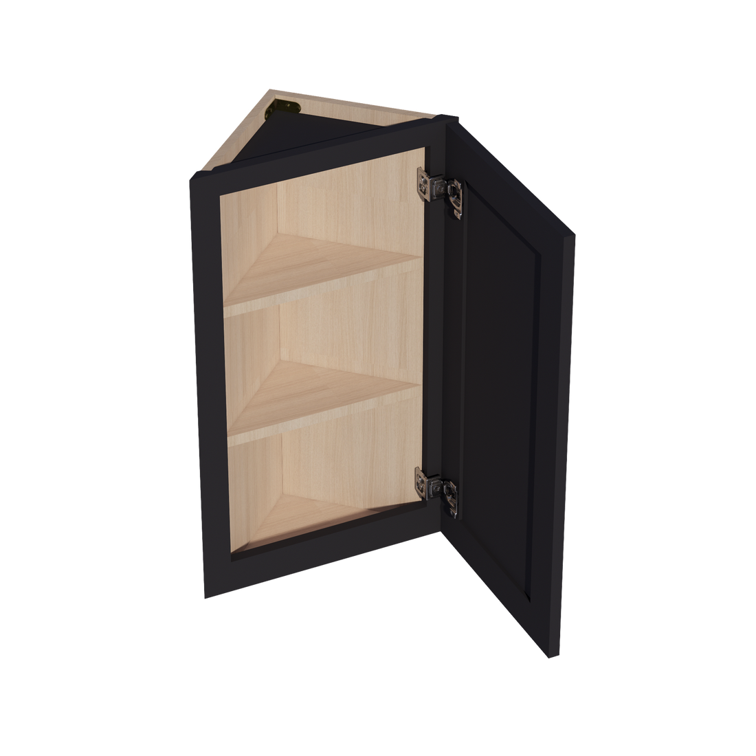 HE-WAE1230: Ebony Black Shaker 12"W x 30"H x 12"D 1 Door & 2 Shelves Wall Angle End Cabinet