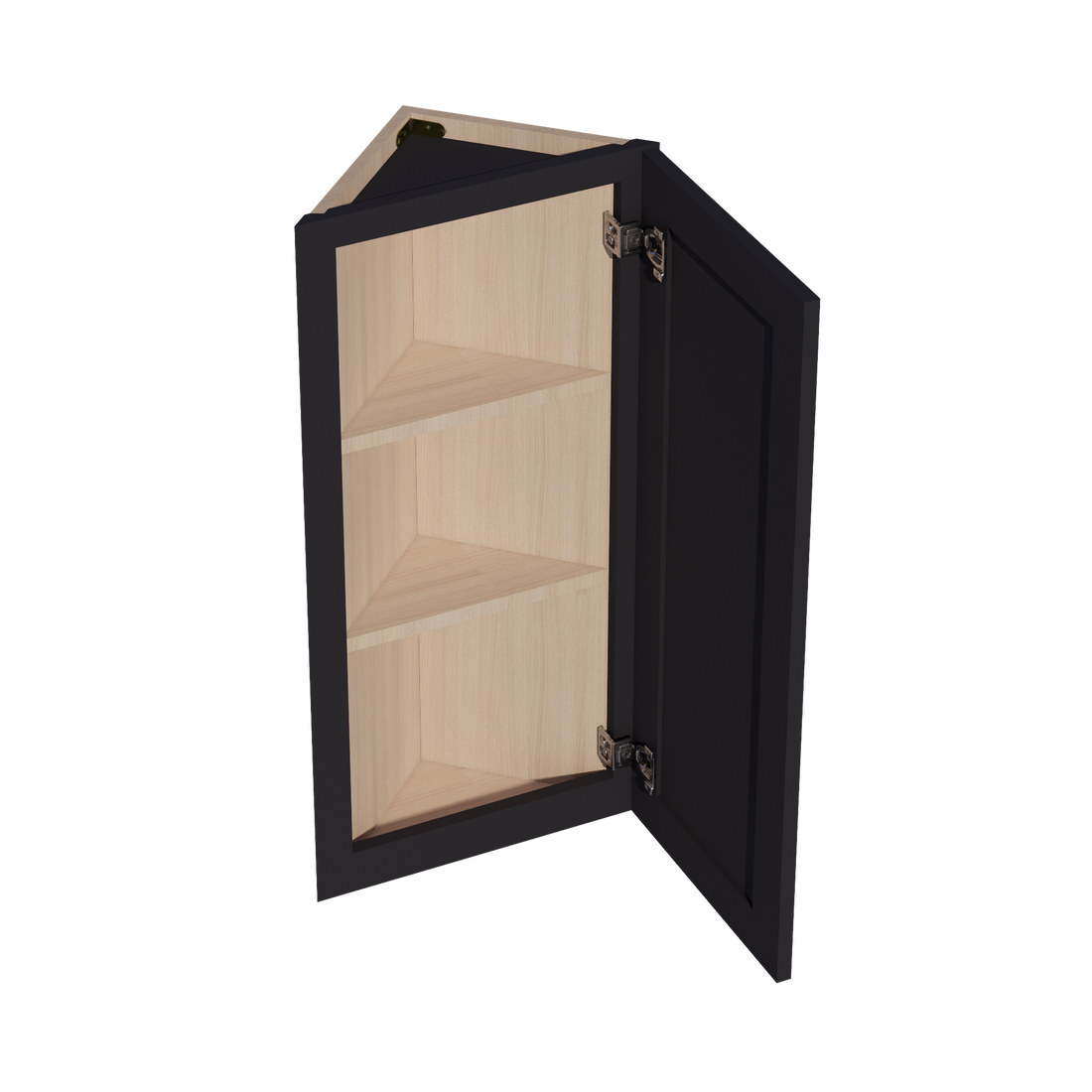HE-WAE1236: Ebony Black Shaker 12"W x 36"H x 12"D 1 Door & 2 Shelves Wall Angle End Cabinet