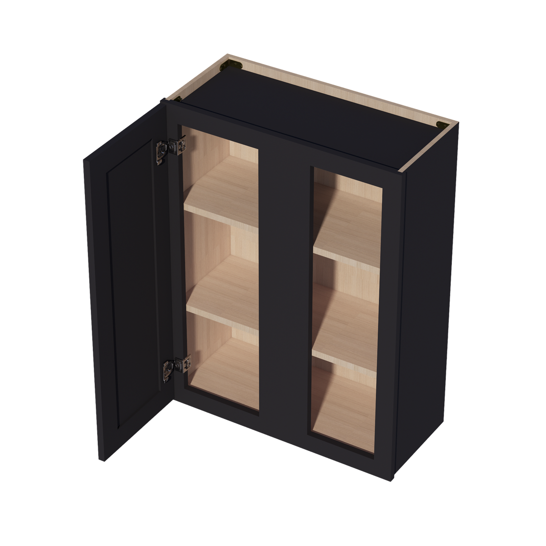 HE-WBC2736: Ebony Black Shaker 27"W x 36"H 1 Door & 2 Shelves Wall Blind Corner Cabinets