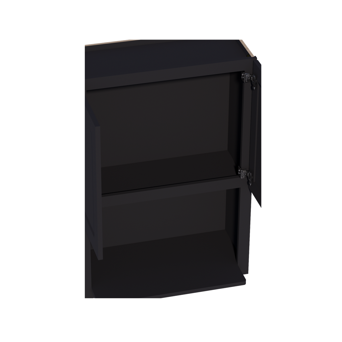 HE-WM3042: Ebony Black Shaker 30"W x 42"H 2 Door & 1 Shelf Wall Built-in Microwave Cabinets
