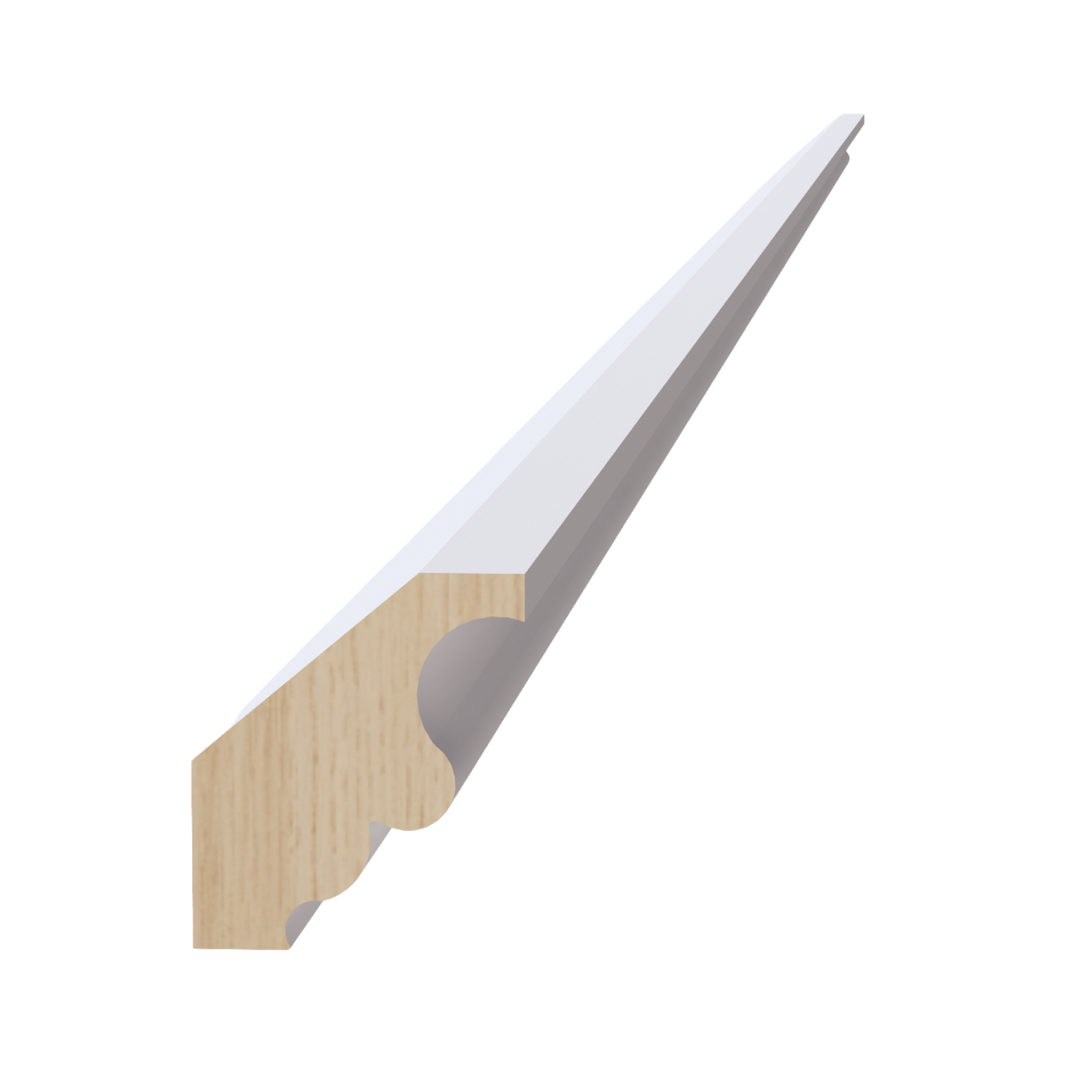 SF-CM2: Frost White Slim Shaker 96"W x 2"H x 2-1/2"D Crown Molding