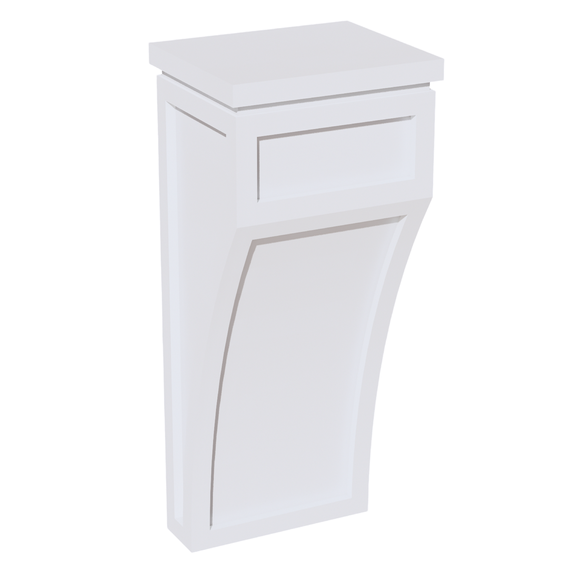 SF-CML: Frost White Slim Shaker 5-1/4"W x 12-1/2"H x 4-1/2"D Large Corbel